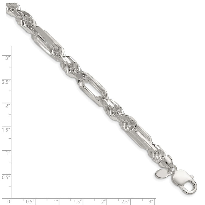 Buy Stylish 8mm Sterling Silver Double Curb Figaro Chain - Affordable Luxury!-2