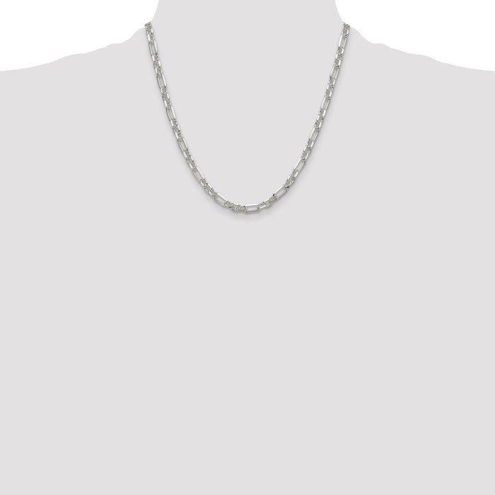 Buy Stylish Sterling Silver 6mm Double Cable Link Chain - 3 Short, 1 Long Link-4