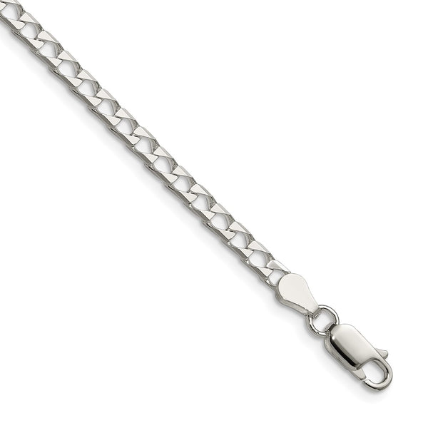 3.25mm Diamond-Cut Square Curb Chain in Sterling Silver