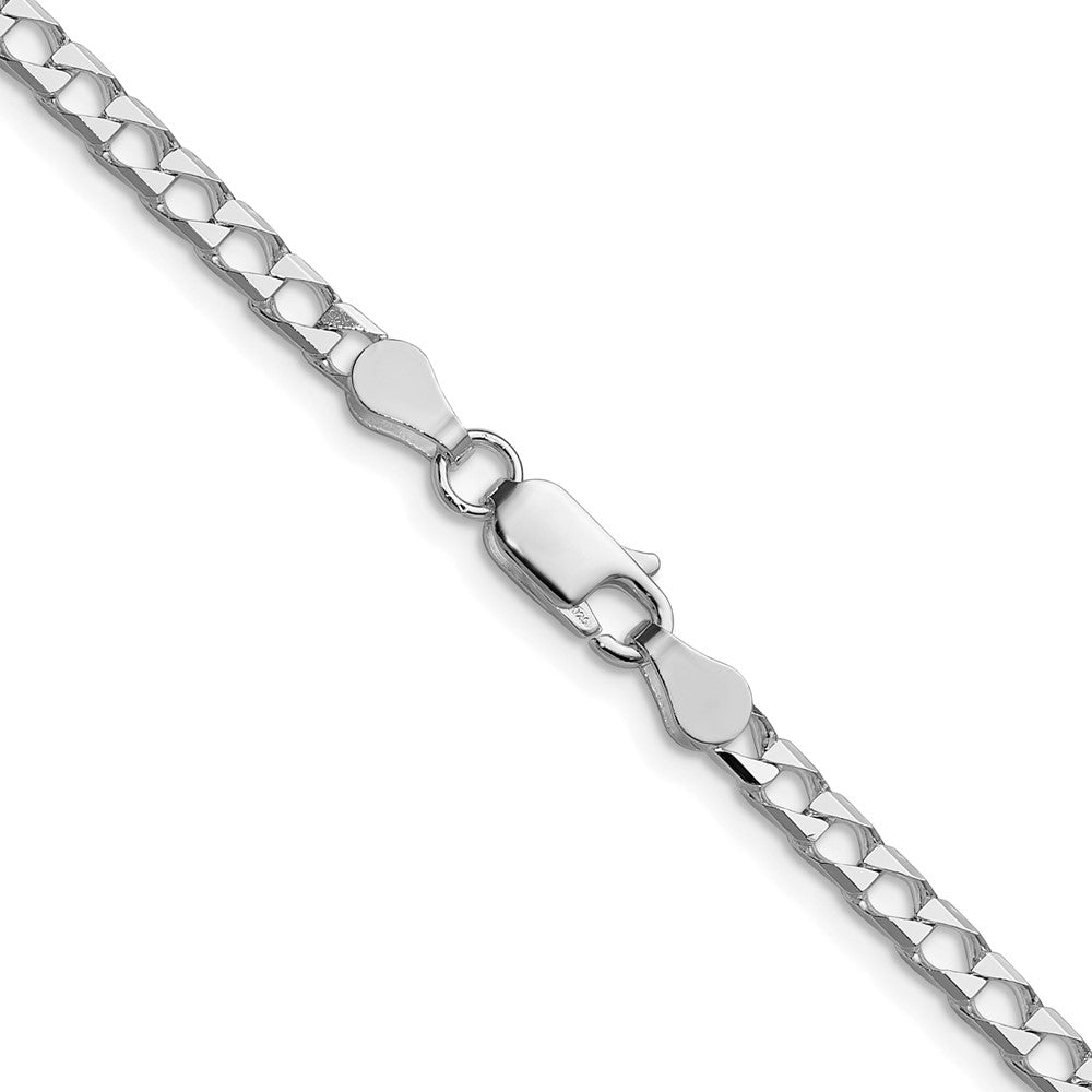 Buy Stylish Rhodium-Plated Sterling Silver 3.25mm Double Curb Chain - Luxury Value!