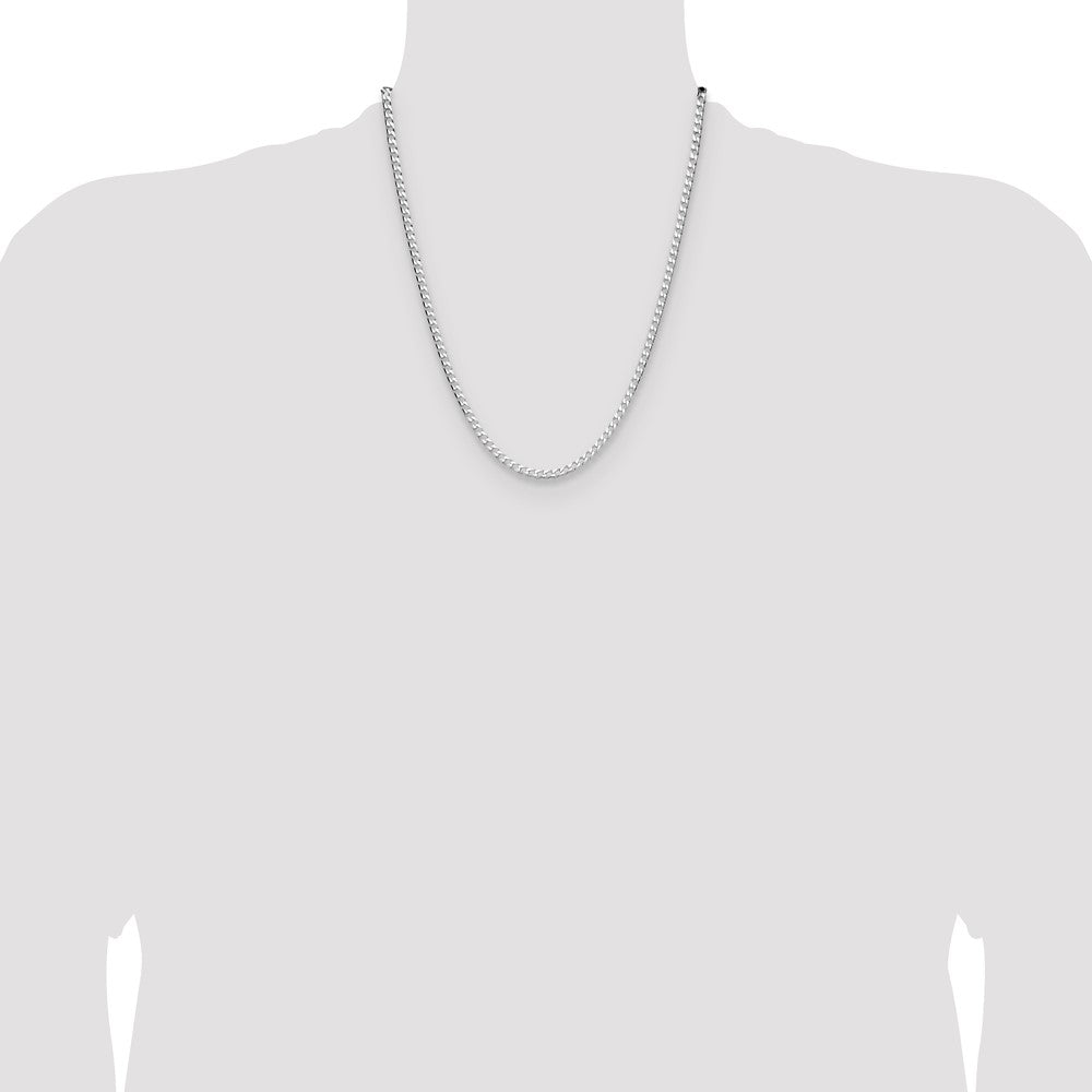 Buy Stylish Rhodium-Plated Sterling Silver 3.25mm Double Curb Chain - Luxury Value!