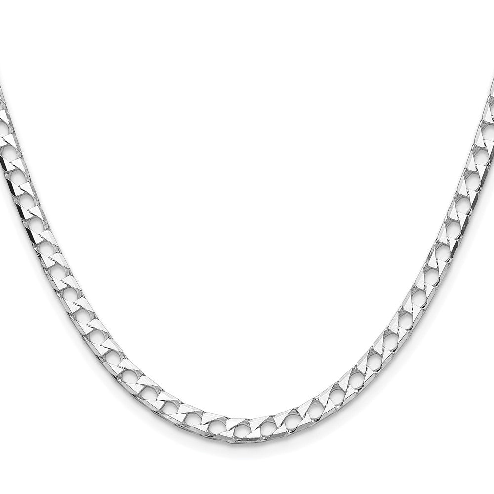 Buy Stylish Rhodium-Plated Sterling Silver 4mm Double Curb Chain - Luxury Value!