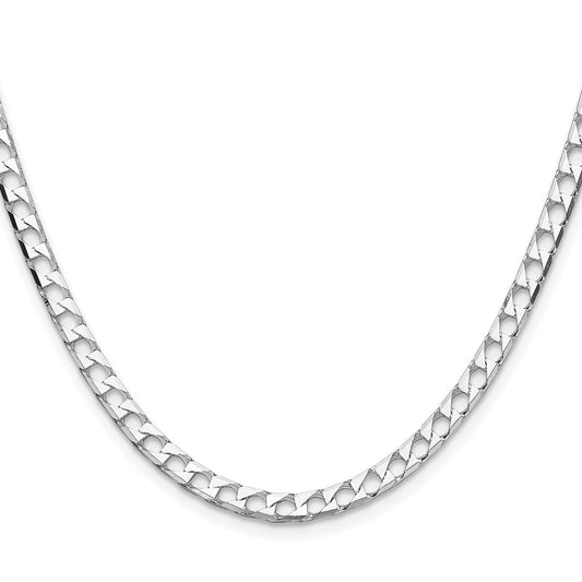 Buy Stylish 4mm Rhodium-Plated Sterling Silver Double Curb Chain - Affordable Luxury!
