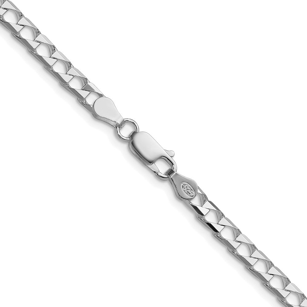 Buy Stylish 4mm Rhodium-Plated Sterling Silver Double Curb Chain - Luxury Value