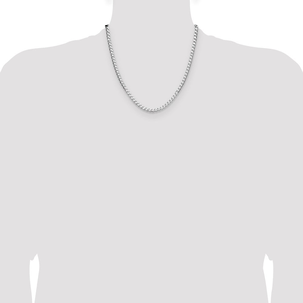 Buy Stylish 4mm Rhodium-Plated Sterling Silver Double Curb Chain - Luxury Value