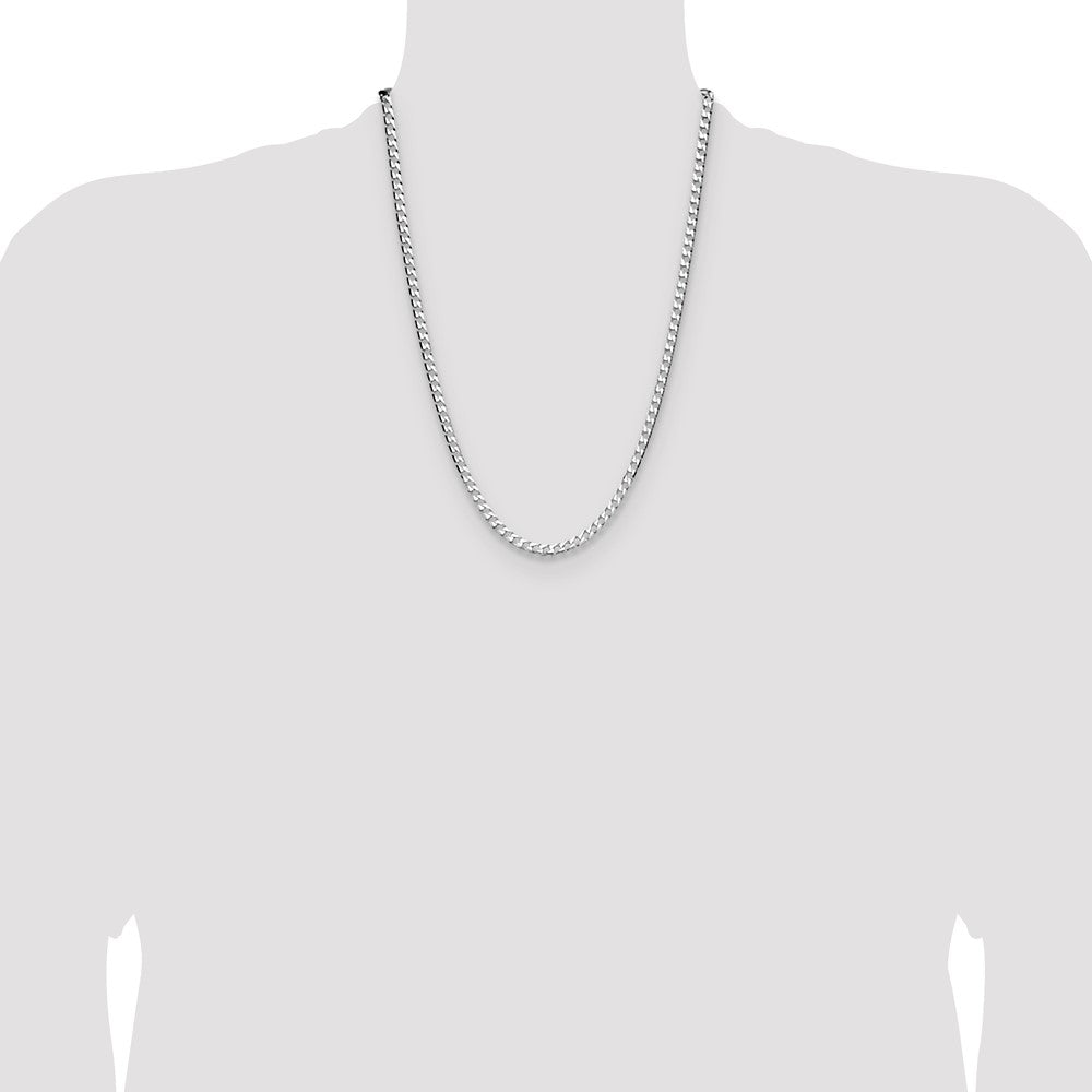 Buy Stylish 4mm Rhodium-Plated Sterling Silver Double Curb Chain - Affordable Luxury!