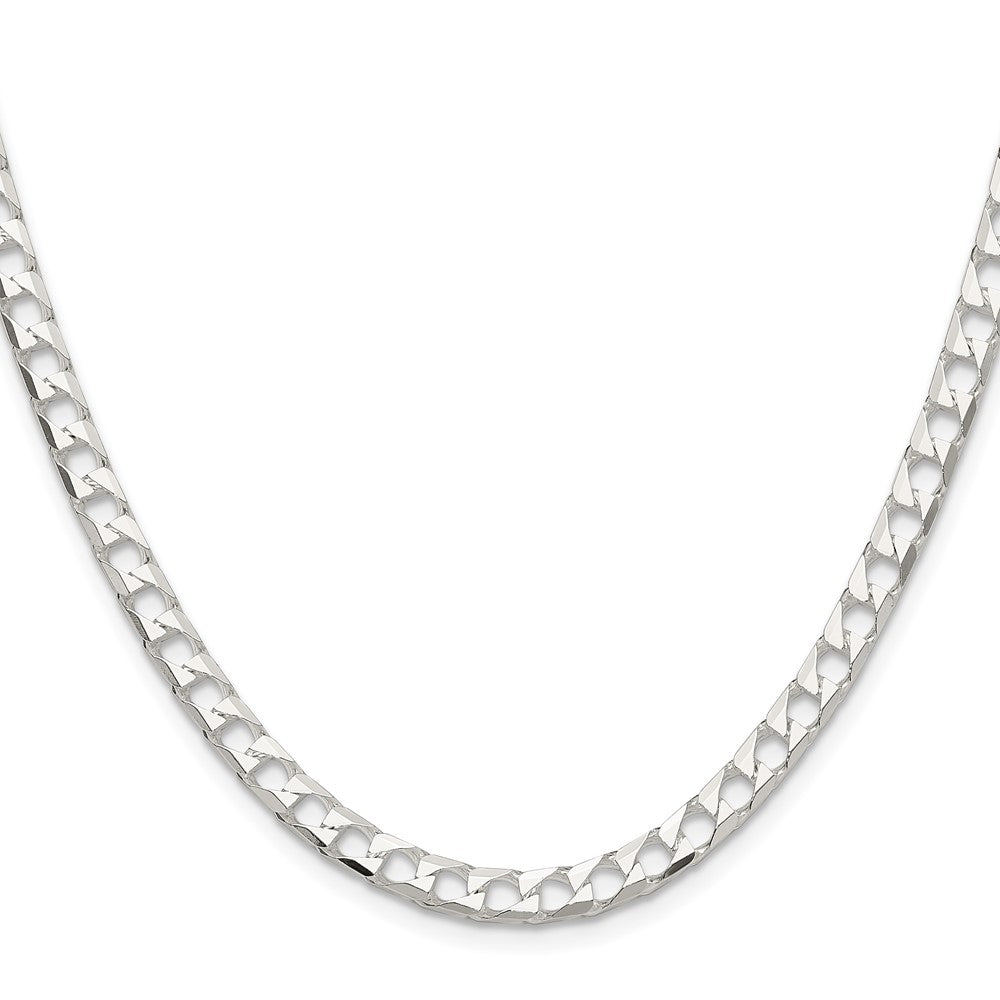 High-Quality 5mm Double Curb Square Chain in Sterling Silver - Affordable Luxury!