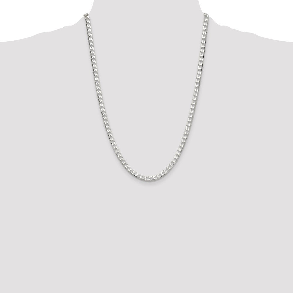 High-Quality 5mm Double Curb Square Chain in Sterling Silver - Affordable Luxury!