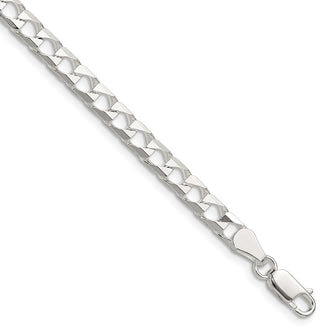 High-Quality 5mm Double Curb Square Chain in Sterling Silver - Stylish Value