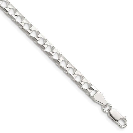 High-Quality 5mm Double Curb Square Chain in Sterling Silver - Stylish Value