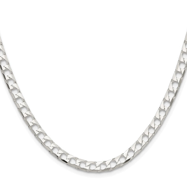 5mm Rhodium-Plated Sterling Silver D/C Square Curb Chain