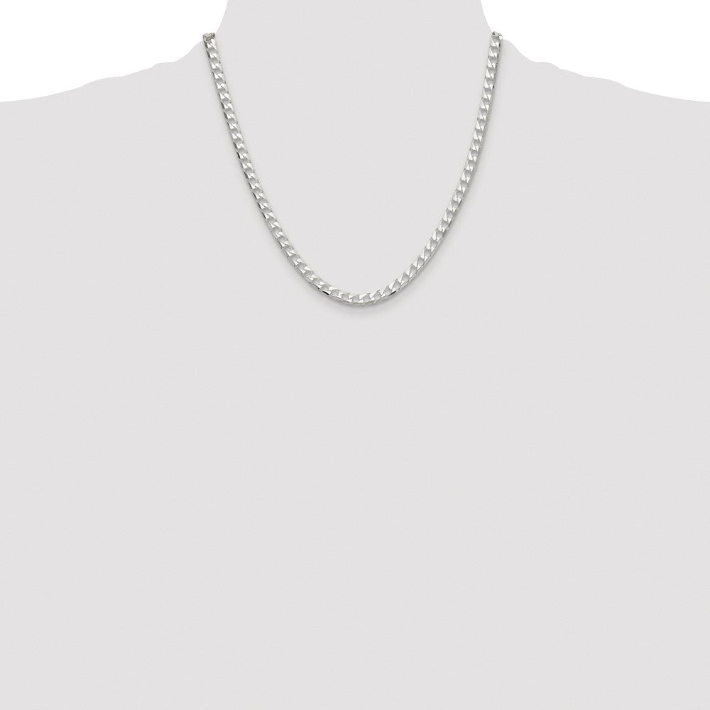 Buy Stylish 5mm Rhodium-Plated Sterling Silver Double Curb Chain - Affordable Value!