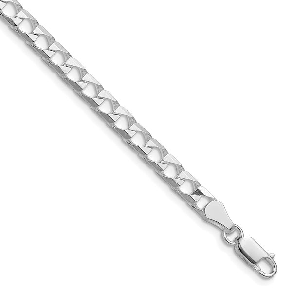 Rhodium-Plated Sterling Silver 5mm Double Curb Square Chain