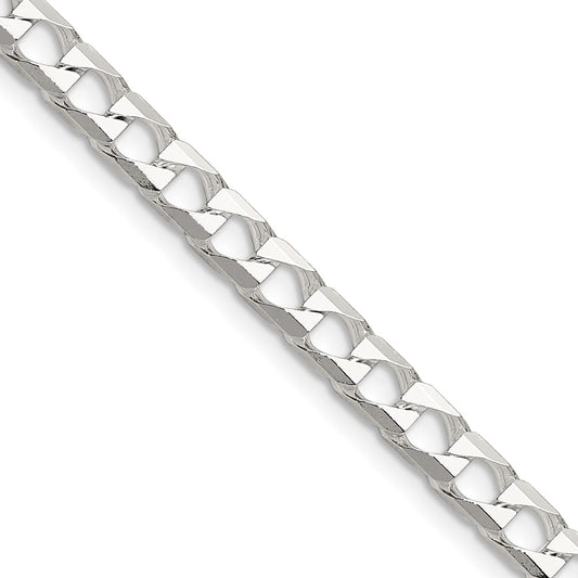 High-Quality 5mm Double Curb Square Chain in Sterling Silver - Affordable Luxury!