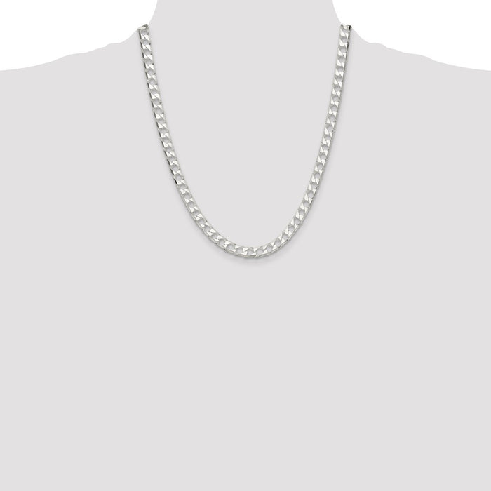 Exclusive 5.75mm Diamond-Cut Square Curb Chain in Sterling Silver - Stylish Value-4