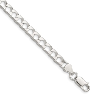 High-quality 5.75mm Diamond-Cut Square Curb Chain in Sterling Silver - Stylish Value!