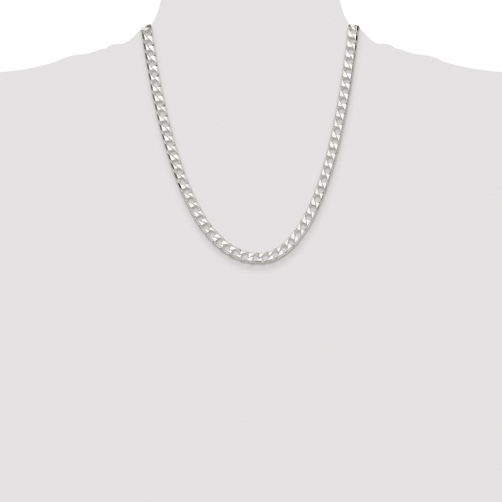 Buy Stylish Rhodium-Plated Sterling Silver 5.75mm Double Curb Chain