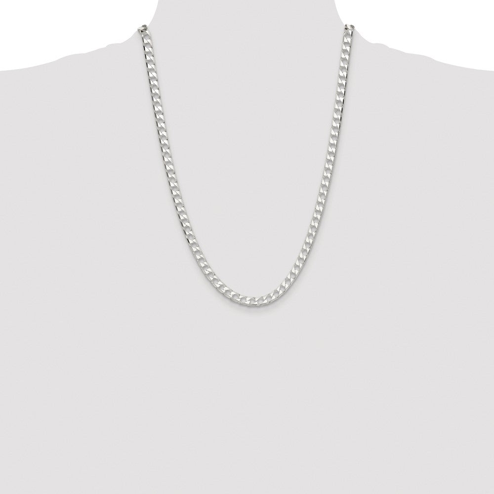Exclusive Rhodium-Plated Sterling Silver 5.75mm Double Curb Chain - Stylish Value!