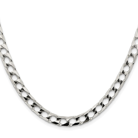 Buy Stylish Rhodium-Plated Sterling Silver 6.25mm Double Curb Chain - Luxury Value