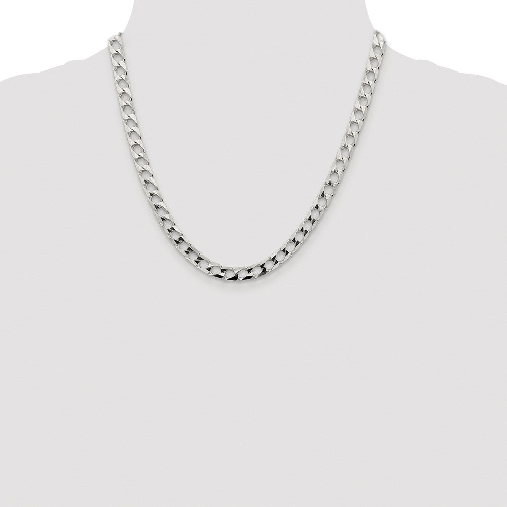 Buy Stylish Rhodium-Plated Sterling Silver 6.25mm Double Curb Chain - Luxury Value
