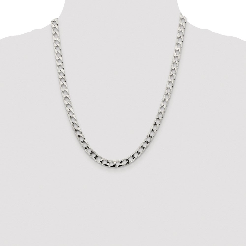 Exclusive Rhodium-Plated Sterling Silver 6.25mm Double Curb Chain - Stylish Value