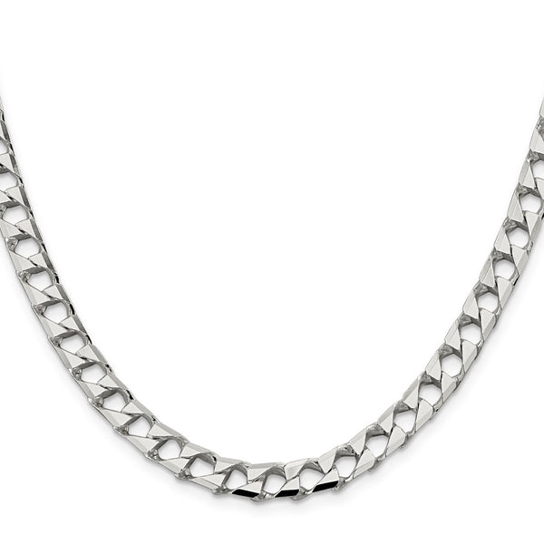 7.2mm Diamond-Cut Sterling Silver Curb Chain