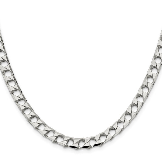 Buy Stylish 7.2mm Diamond-Cut Sterling Silver Curb Chain - Affordable Luxury