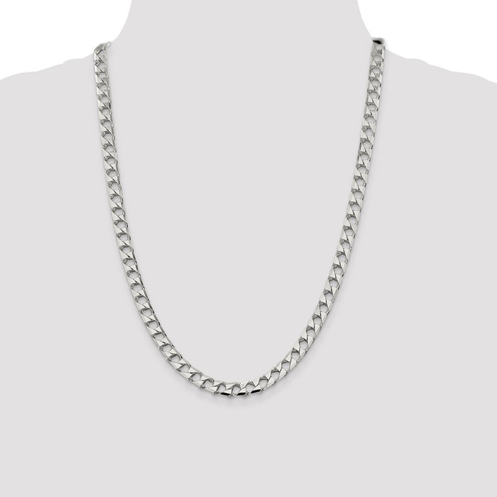 Buy Stylish 7.2mm Diamond-Cut Sterling Silver Curb Chain - Affordable Luxury-4