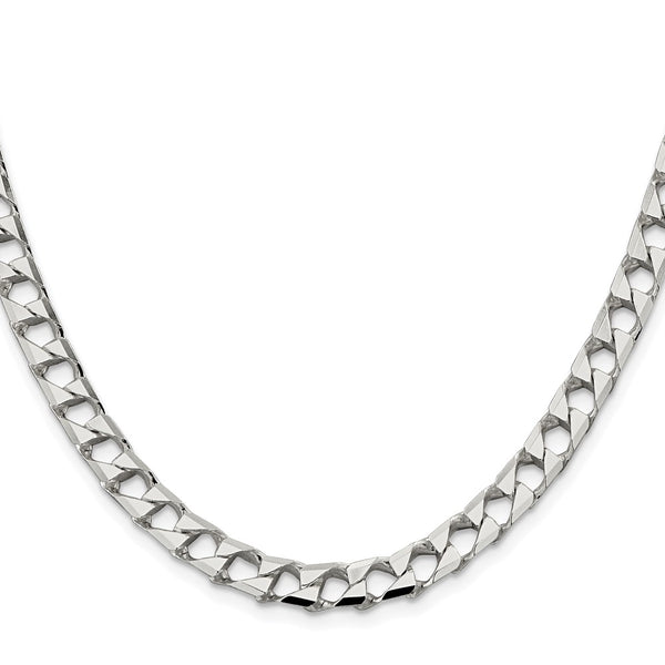 Rhodium-Plated Sterling Silver 7.2mm Double Curb Chain - Style GR1-1032477