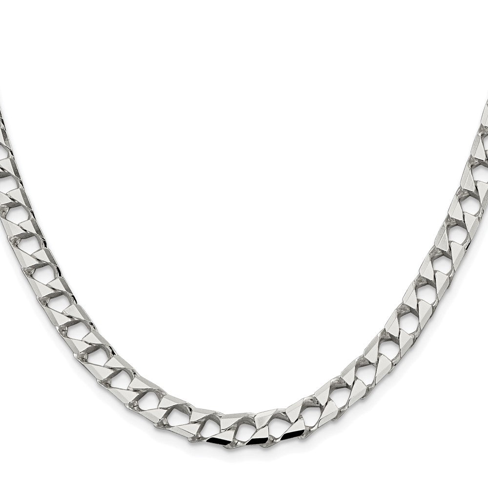 Buy Stylish 7.2mm Rhodium-Plated Sterling Silver Double Curb Chain