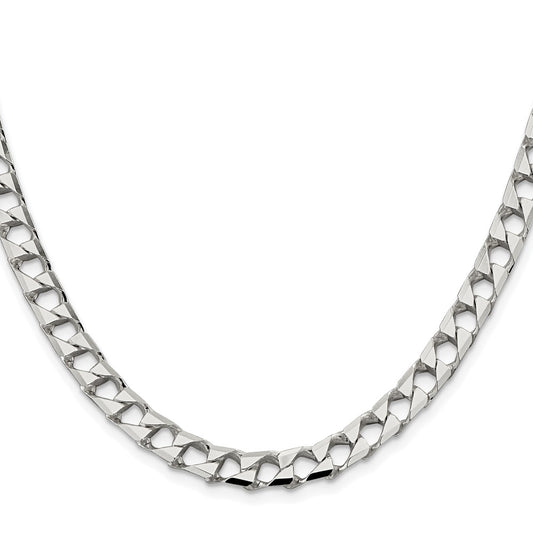 High-Quality Rhodium-Plated Sterling Silver 7.2mm Double Curb Chain - Stylish Value