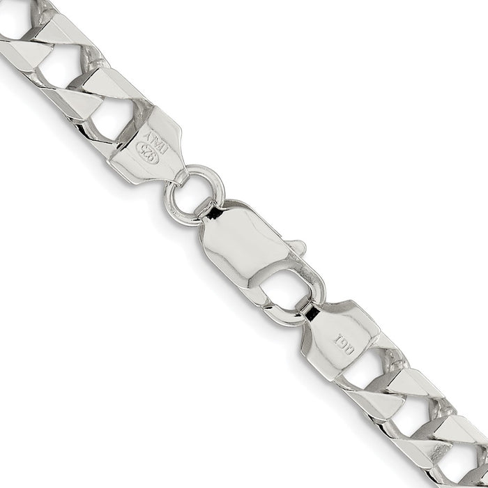 High-Quality Rhodium-Plated Sterling Silver 7.2mm Double Curb Chain - Stylish Value-3