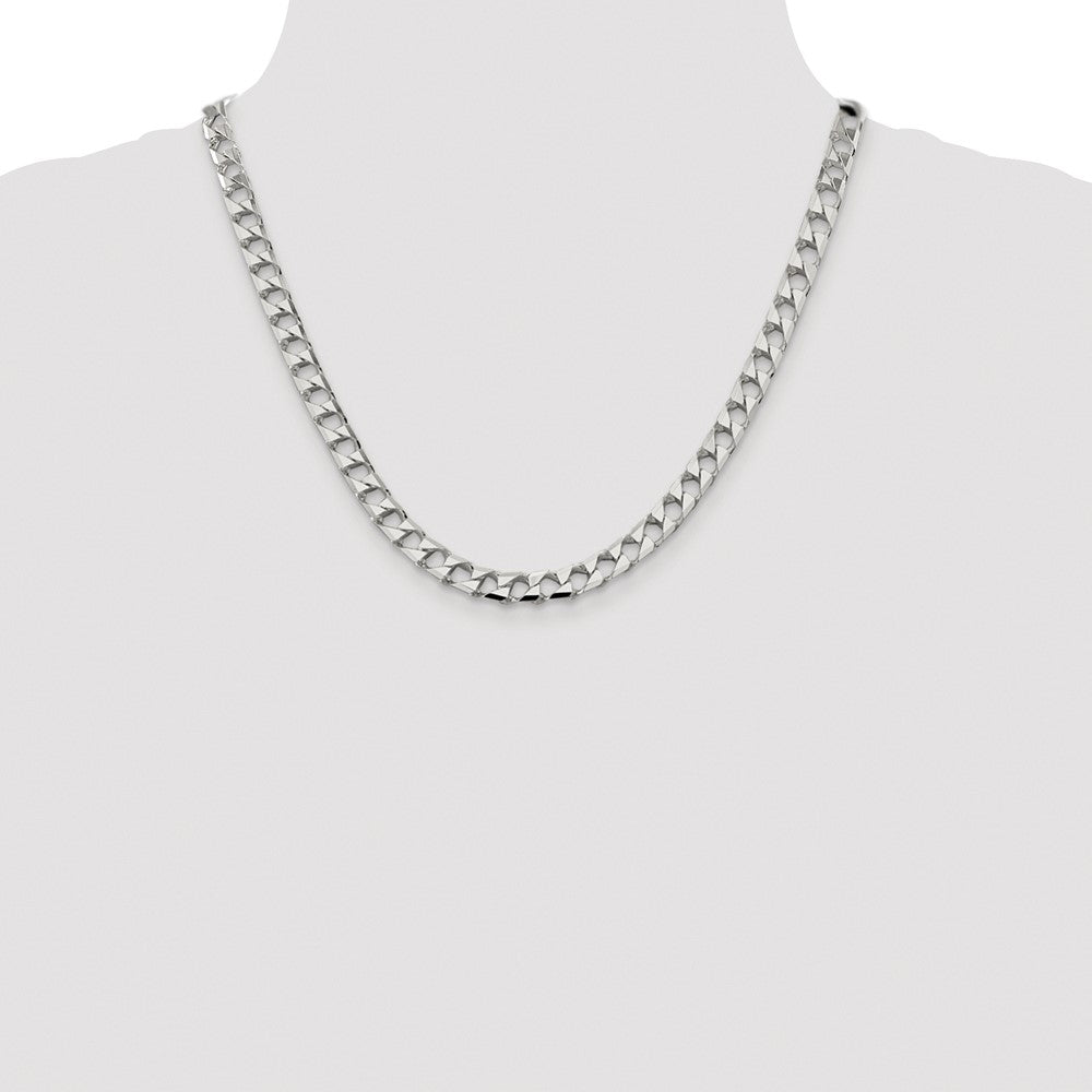 Exclusive Rhodium-Plated Sterling Silver 7.2mm Double Curb Chain - Stylish Value