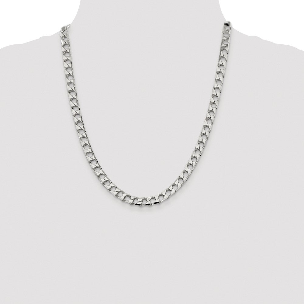 Buy Stylish 7.2mm Rhodium-Plated Sterling Silver Double Curb Chain