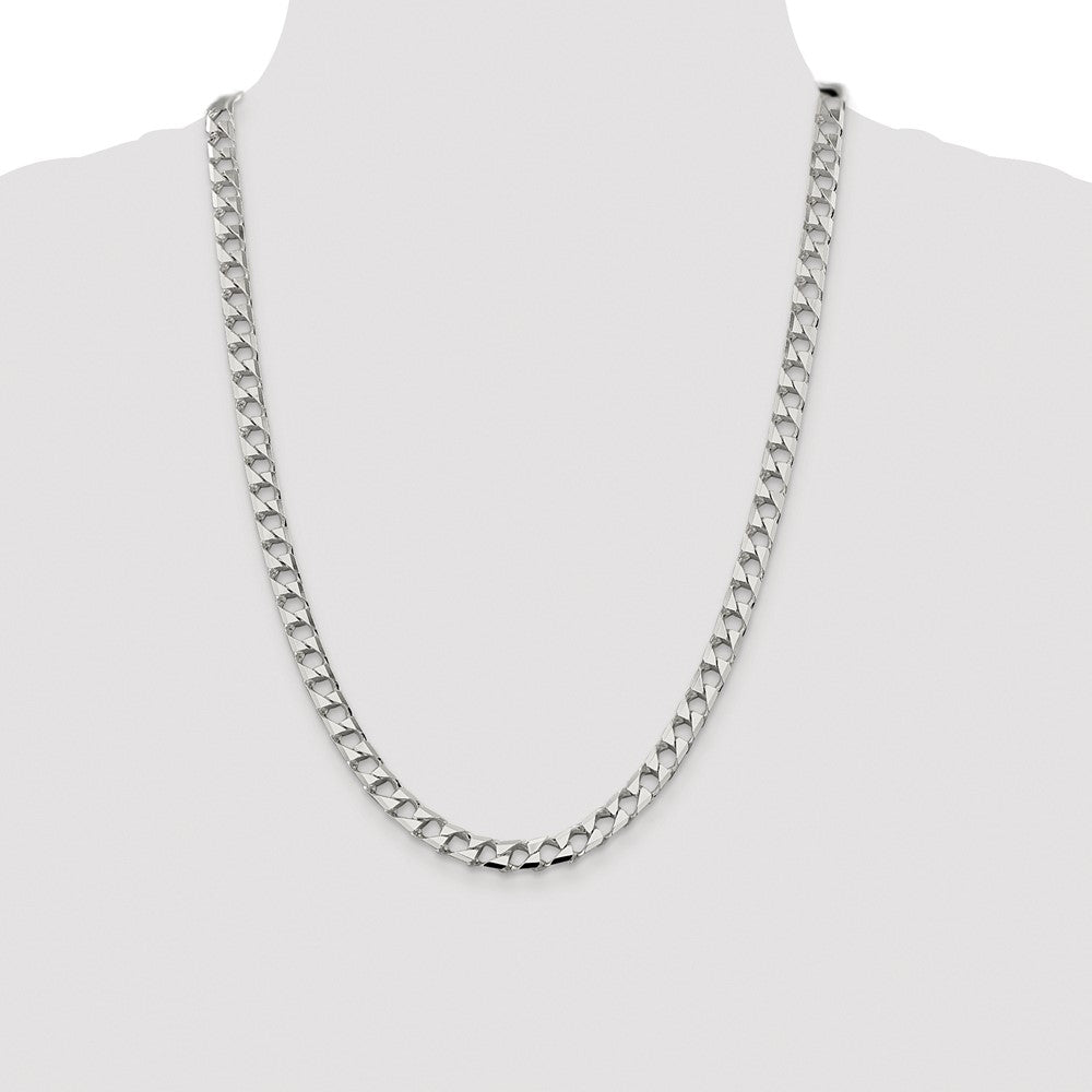 High-Quality Rhodium-Plated Sterling Silver 7.2mm Double Curb Chain - Stylish Value