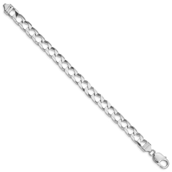 Rhodium-Plated Sterling Silver 7.2mm Double Curb Chain - Style GR1-1030078