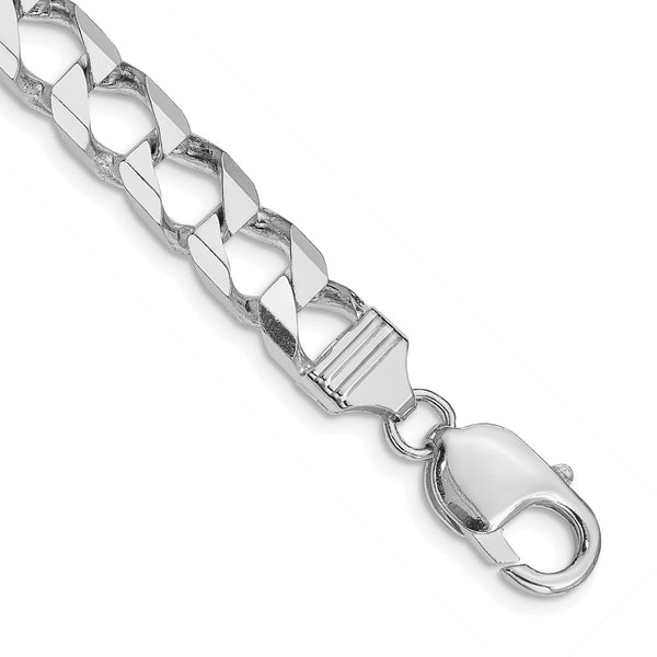 Rhodium-Plated Sterling Silver 7.2mm Double Curb Chain - Style GR1-1029499