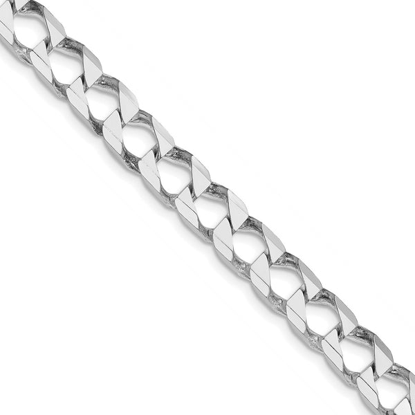 7.2mm Rhodium-Plated Sterling Silver Double Curb Chain