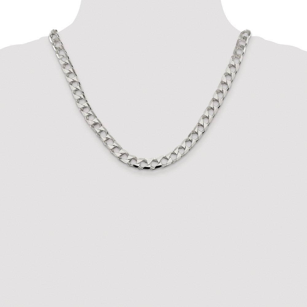 Buy Stylish Rhodium-Plated Sterling Silver 8.6mm Double Curb Chain - Luxury Look!
