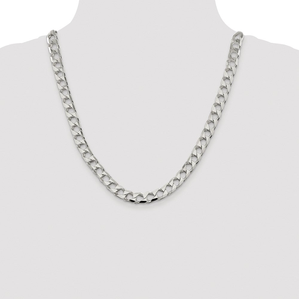 Exclusive 8.6mm Rhodium-Plated Sterling Silver Double Curb Chain - Luxury Value!