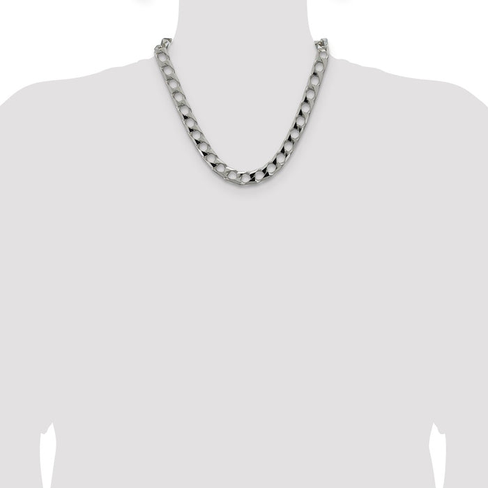 High-Quality 10.3mm Sterling Silver Double Curb Square Chain - Stylish Value!-4