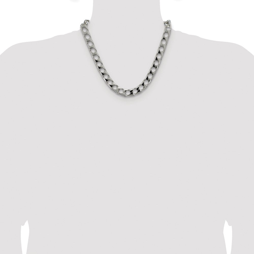 Exclusive Rhodium-Plated Sterling Silver 10.3mm Double Chain Necklace - Stylish Value!
