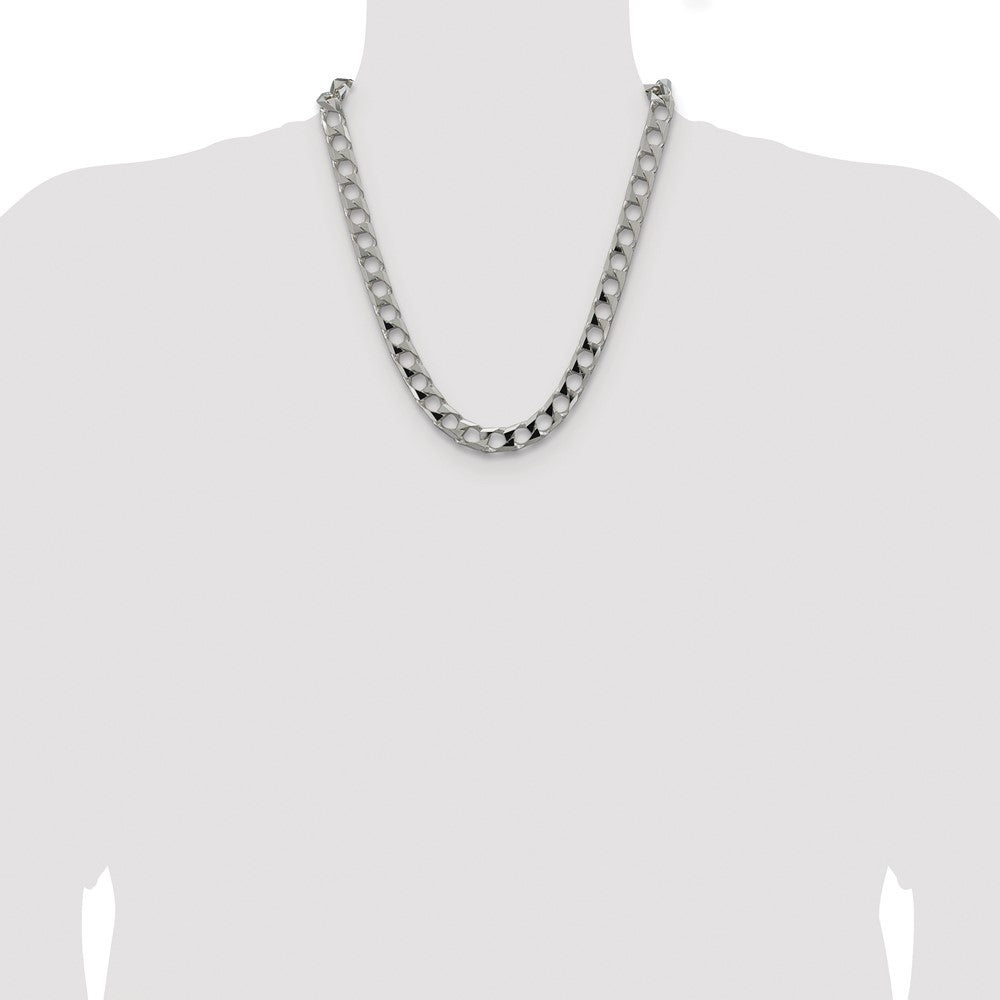 High-Quality Rhodium-Plated Sterling Silver 10.3mm Double Curb Chain - Stylish Value