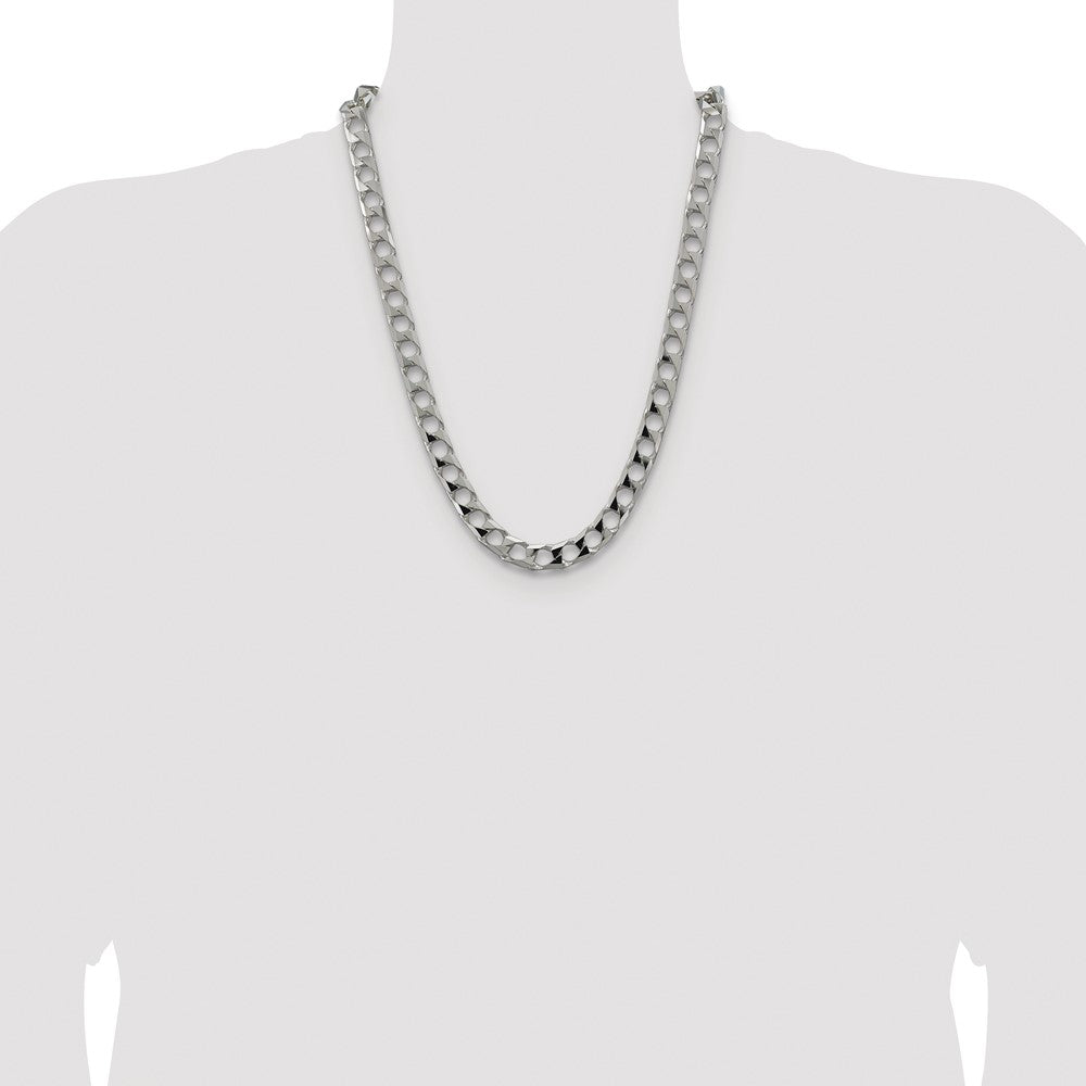 High-Quality Rhodium-Plated Sterling Silver 10.3mm Double Curb Chain - Stylish Value!