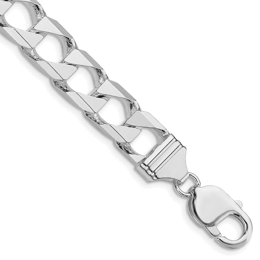 Exclusive Rhodium-Plated Sterling Silver 10.3mm Double Curb Chain - Stylish Value