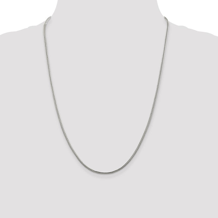 Buy Stylish 2mm Diamond-Cut Round Franco Chain in Sterling Silver - Affordable Luxury!-4
