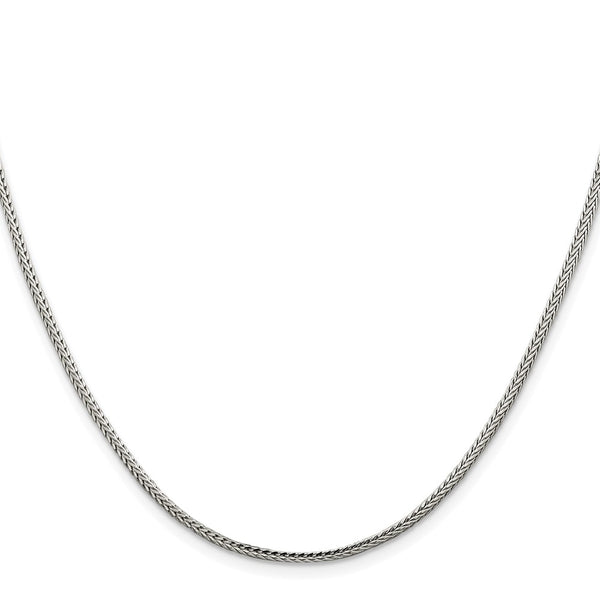 2mm Rhodium-Plated Diamond-Cut Franco Chain in Sterling Silver