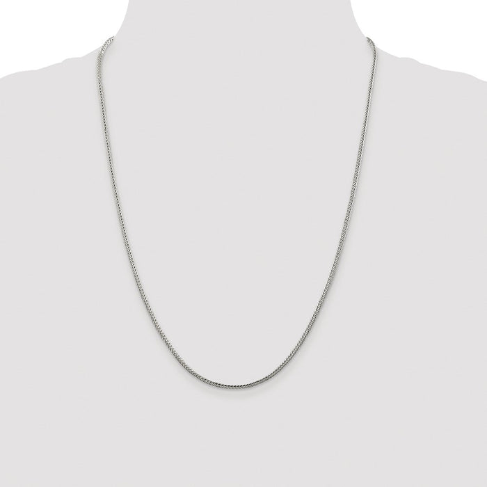 Buy Stylish 2mm Rhodium-Plated Diamond-Cut Franco Chain in Sterling Silver-4