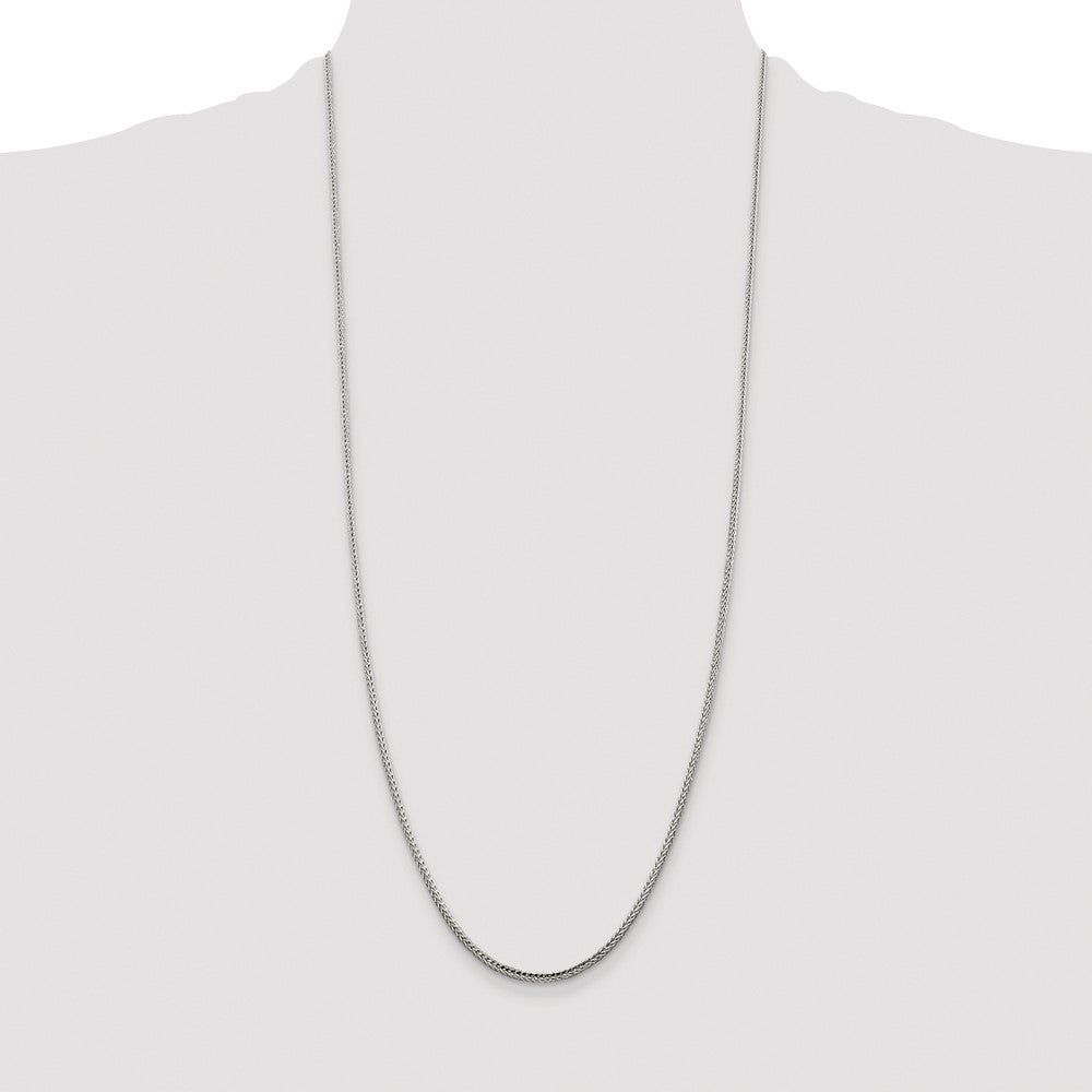 High-Quality Rhodium-Plated 2mm Diamond-Cut Round Franco Chain in Sterling Silver - Stylish & Affordable!