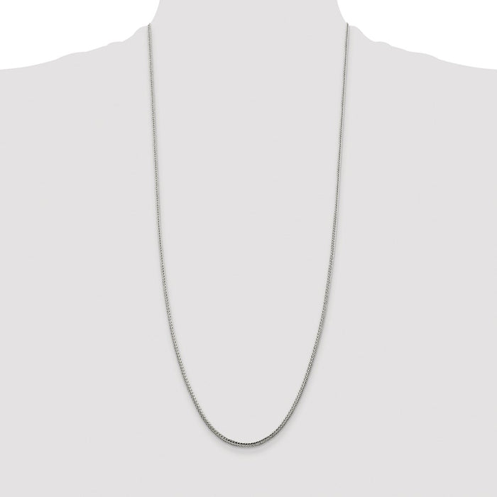 High-Quality Rhodium-Plated 2mm Diamond-Cut Round Franco Chain in Sterling Silver - Stylish & Affordable!-4